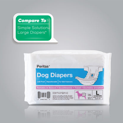 72ct Peritas Female Disposable Dog Diapers, Large