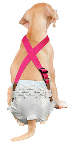 Paw Inspired Washable and Disposable Dog Diaper Suspenders, Pink