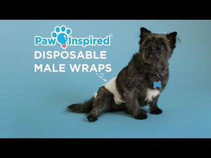 12ct Paw Inspired Ultra Protection Disposable Male Wraps (Belly Bands) Bulk, Large